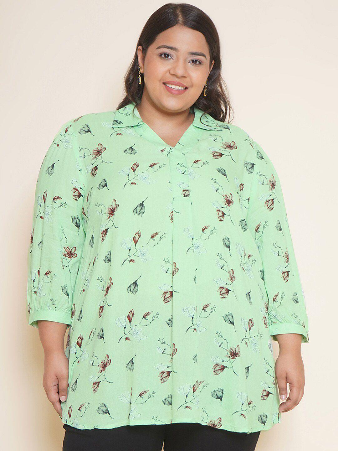 kiaahvi-by-john-pride-green-floral-print-ruffles-shirt-style-top