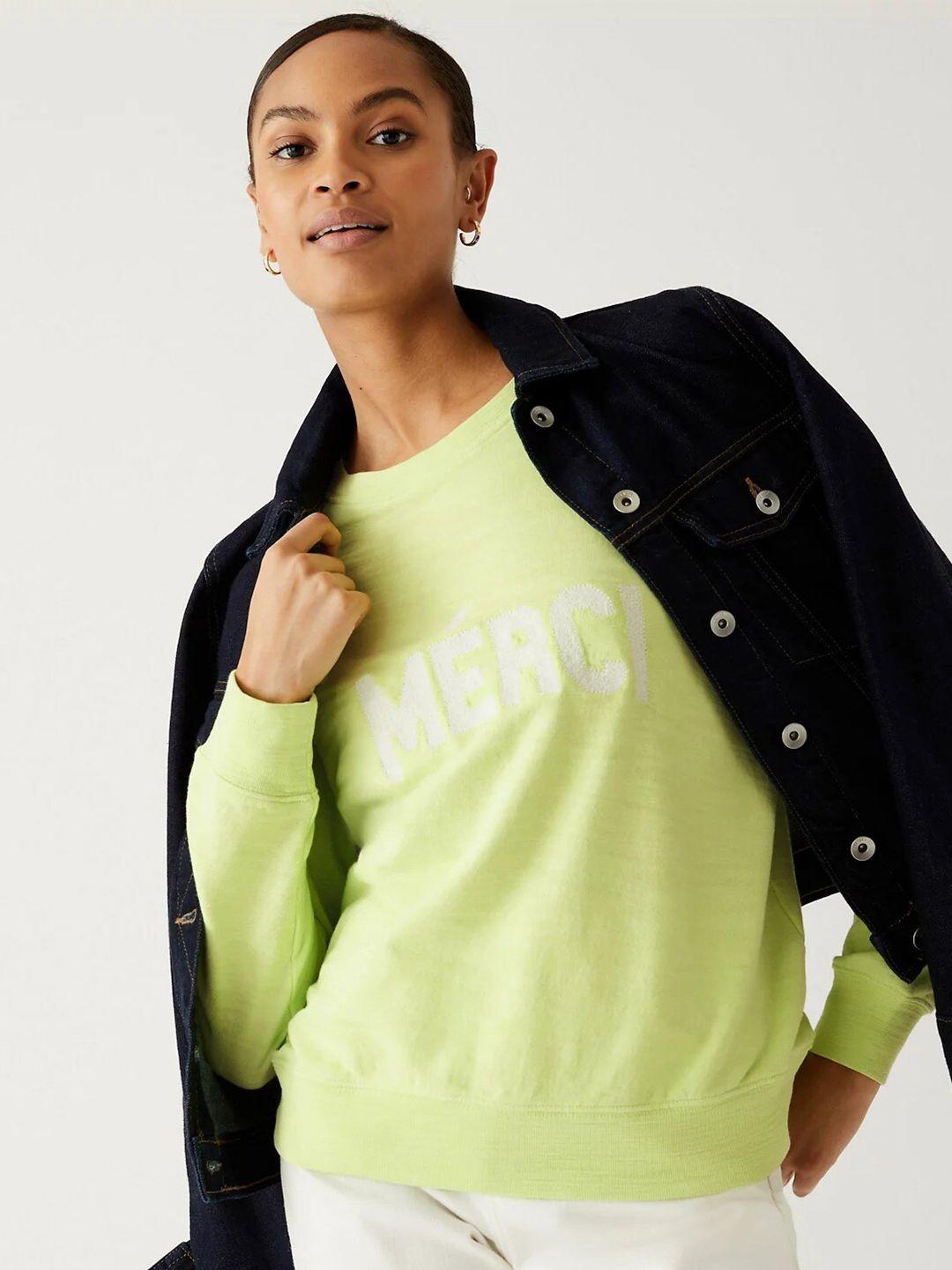 marks-&-spencer-typography-printed-pure-cotton-pullover-sweatshirt