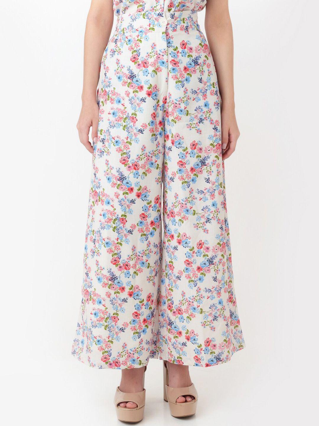 zink-london-women-off-white-floral-printed-high-rise-trousers
