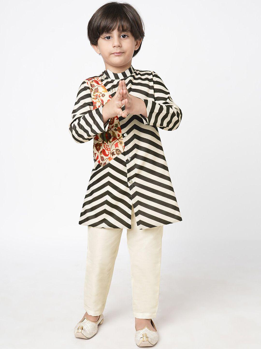 lil-drama-boys-striped-regular-kurta-with-pyjamas