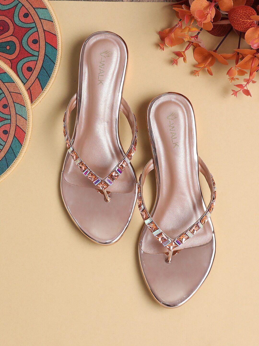 v-walk-gold-toned-embellished-block-sandals