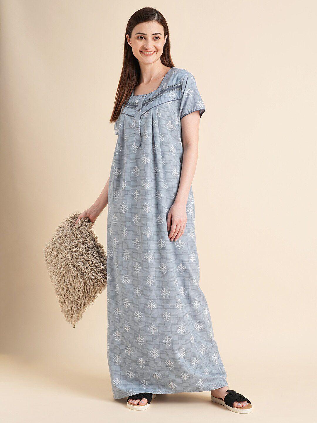 sweet-dreams-grey-floral-printed-maxi-nightdress