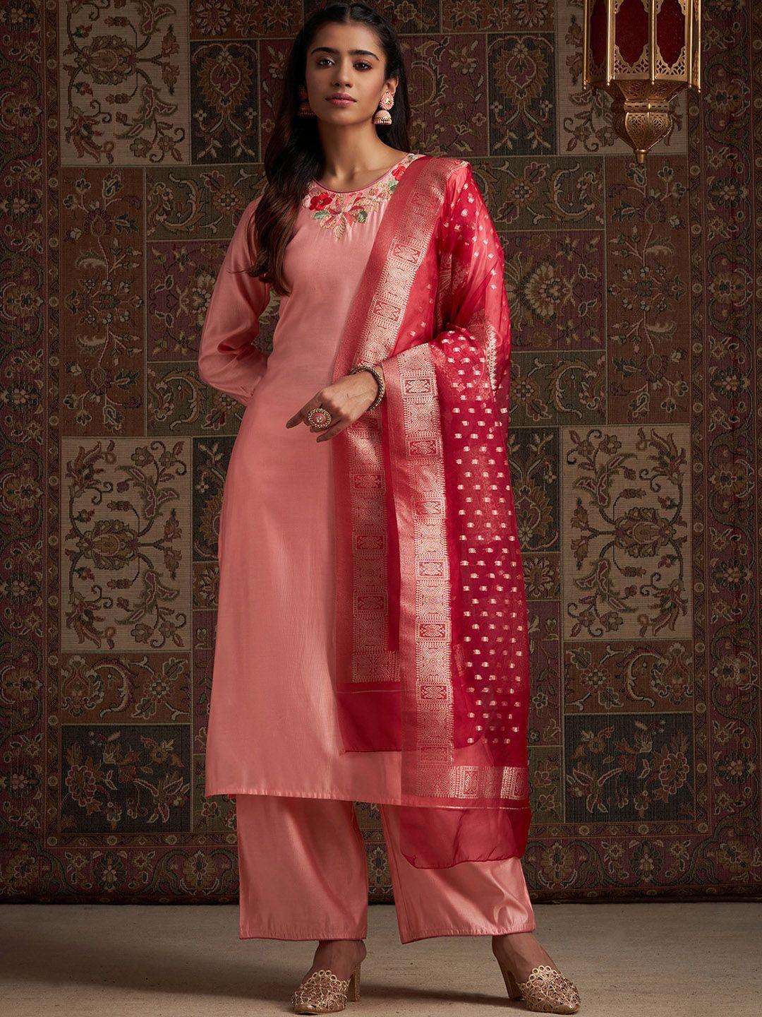 indo-era-floral-embroidered-regular-sequinned-liva-kurta-with-palazzos-&-with-dupatta