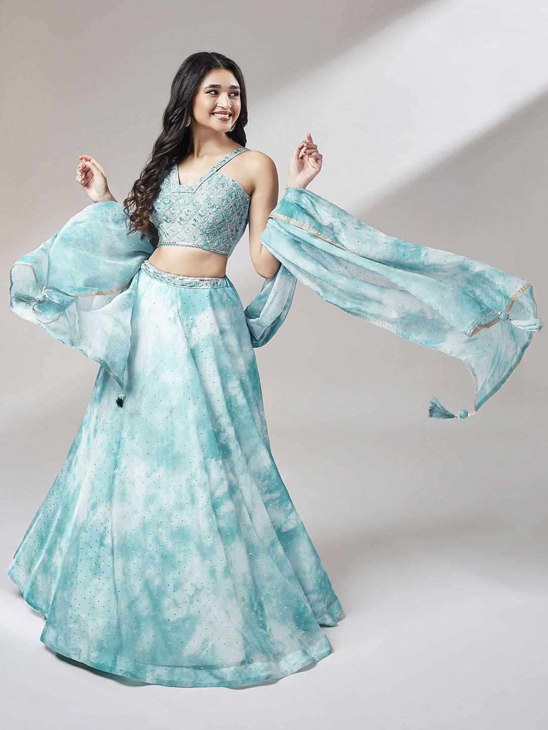 panchhi-blue-&-white-embroidered-beads-and-stones-shibori-ready-to-wear-lehenga-&-unstitched-blouse-with