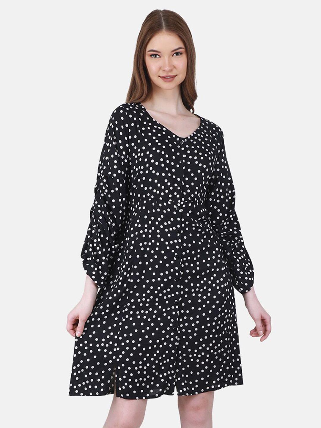 duke-polka-dots-printed-puffed-sleeves-a-line-mini-dress