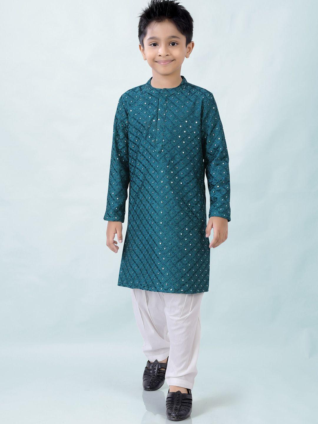 lil-peacock-boys-ethnic-motifs-embroidered-mirror-work-kurta-with-pyjamas