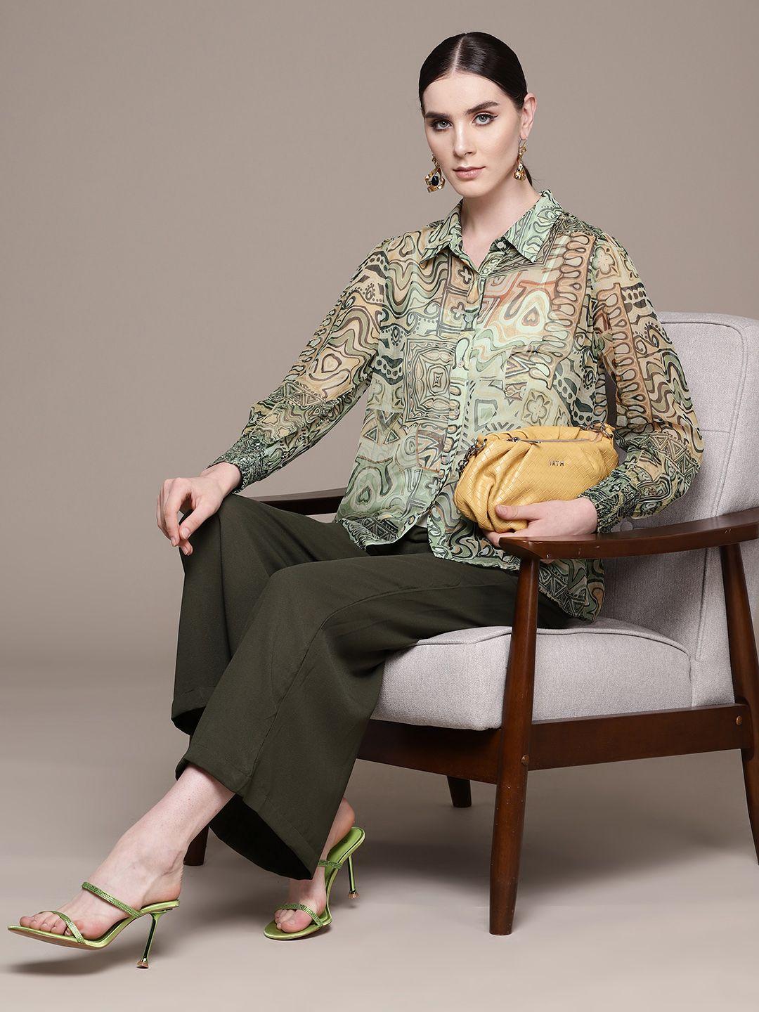 label-ritu-kumar-women-relaxed-semi-sheer-printed-casual-shirt