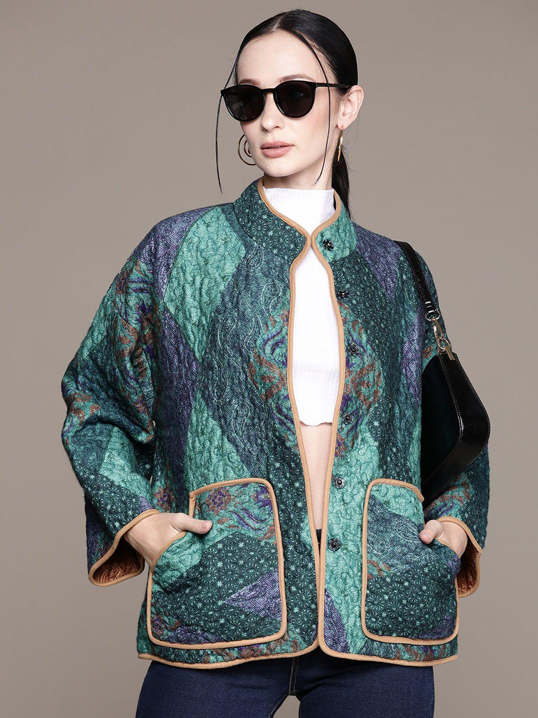 ritu-kumar-women-teal-quilted-jacket