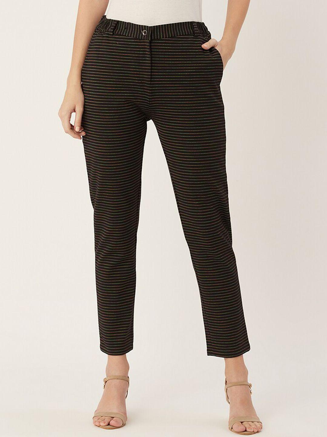 edrio-women-striped-cotton-slim-fit-trousers
