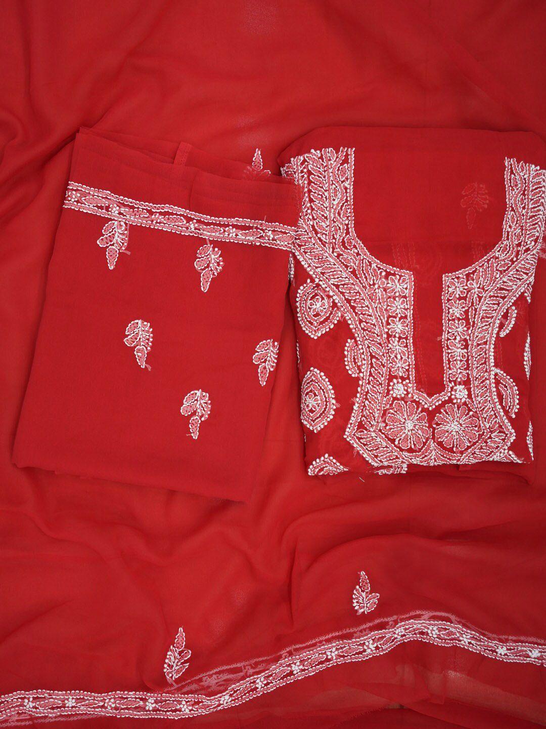 paramount-chikan-red-&-white-embroidered-unstitched-dress-material