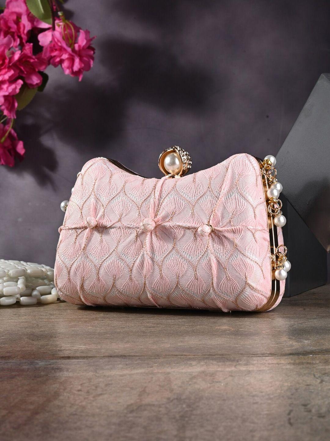 toobacraft-pink-&-gold-toned-embellished-box-clutch