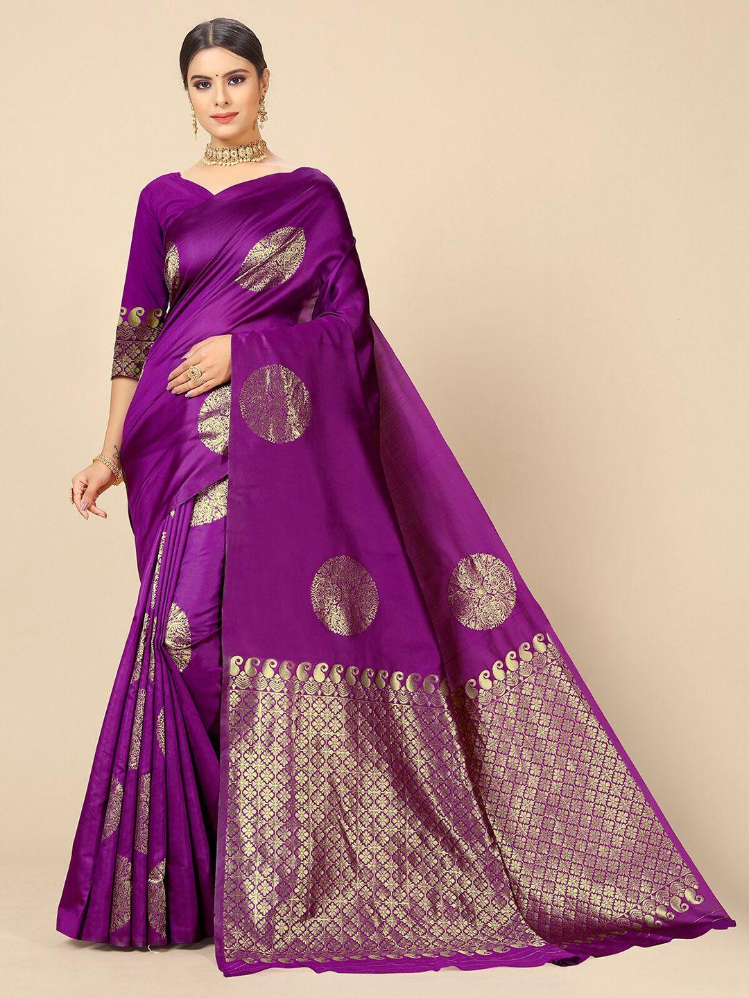 rangita-magenta-&-gold-toned-woven-design-zari-silk-blend-saree