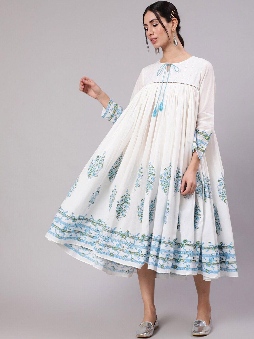 aks-floral-printed-tie-up-neck-gathered-pure-cotton-a-line-midi-dress