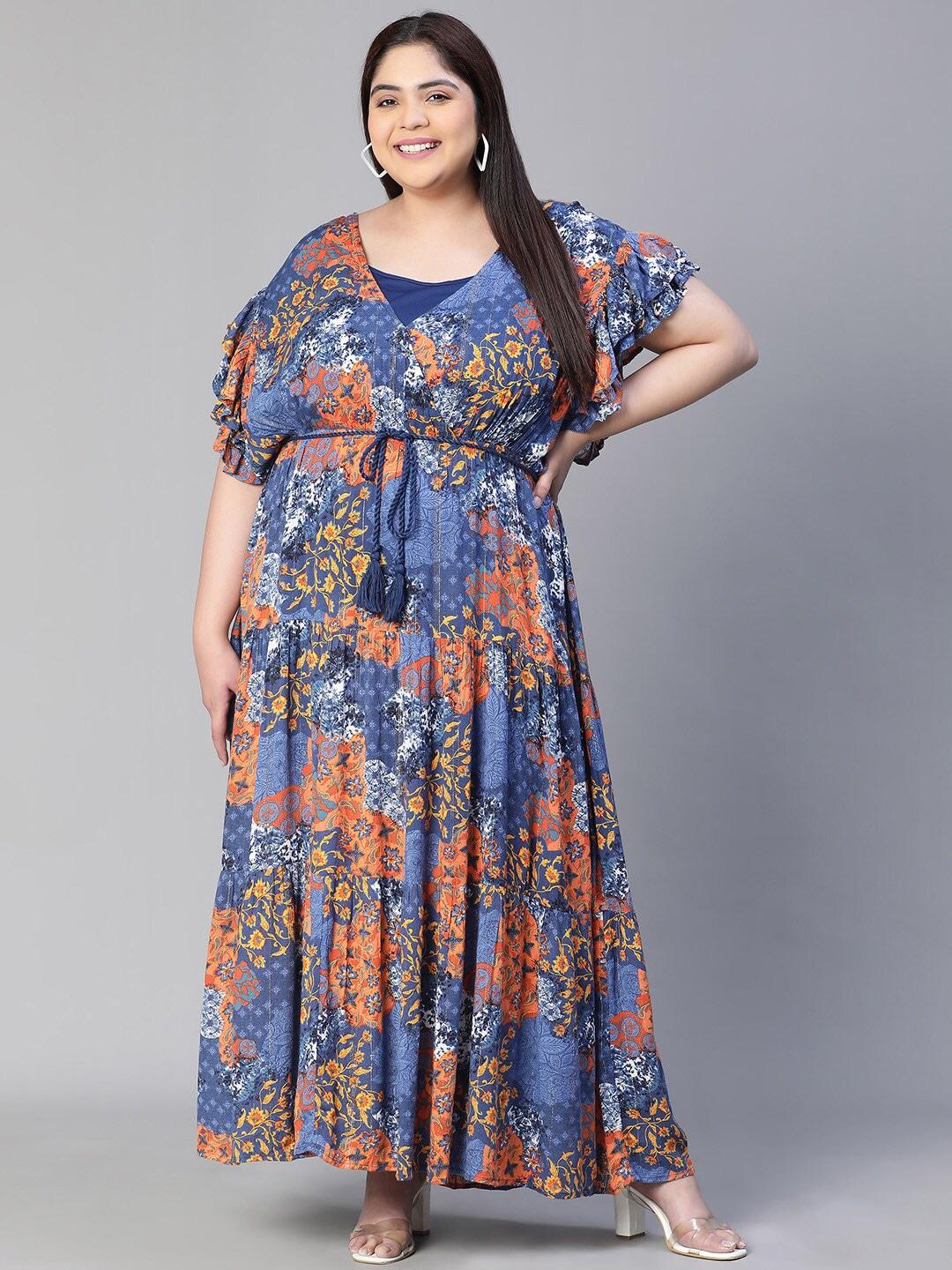 oxolloxo-plus-size-floral-printed-flutter-sleeves-tie-up-detail-crepe-maxi-dress