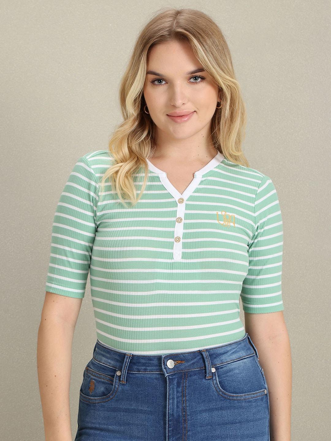 u.s.-polo-assn.-women-women-striped-round-neck-slim-fit-cotton-t-shirt