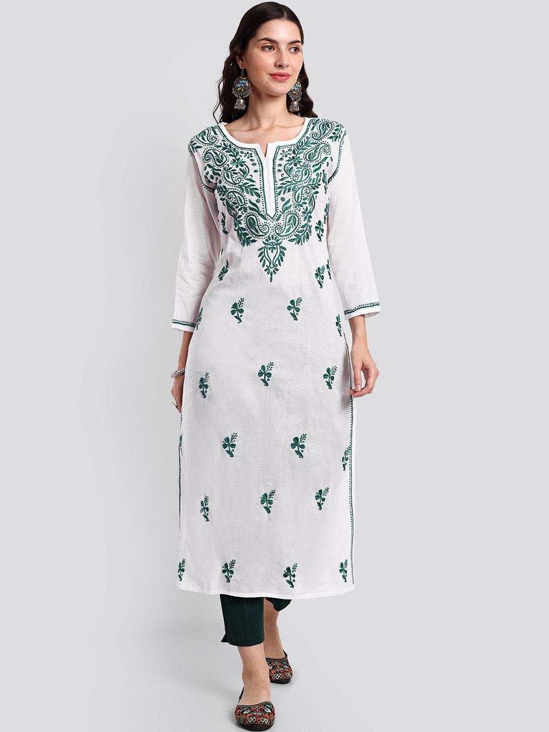 seva-chikan-women-white-floral-embroidered-gotta-patti-handloom-kurta
