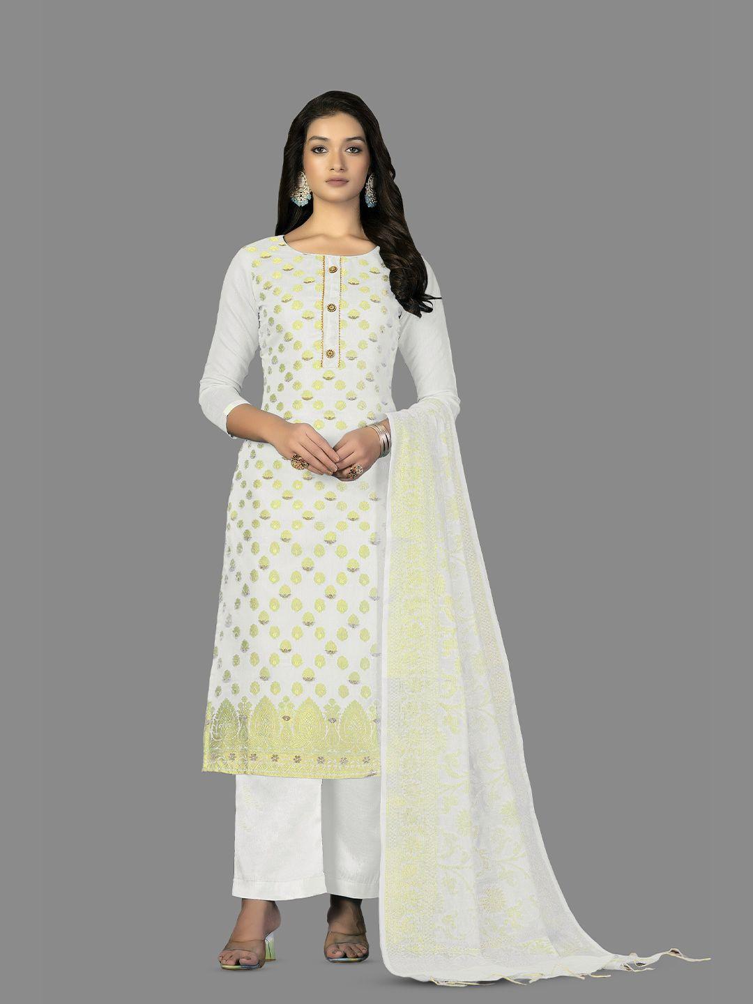 manvaa-white-&-gold-toned-pure-silk-unstitched-dress-material