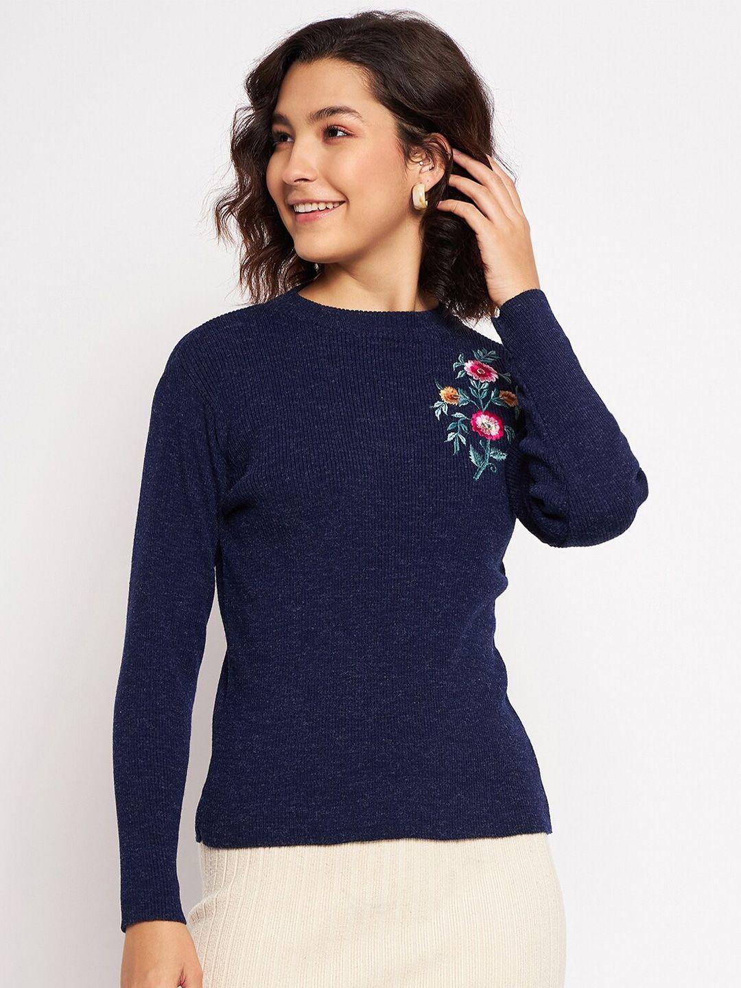 clapton-ribbed-&-floral-embroidered-detail-pullover-sweater