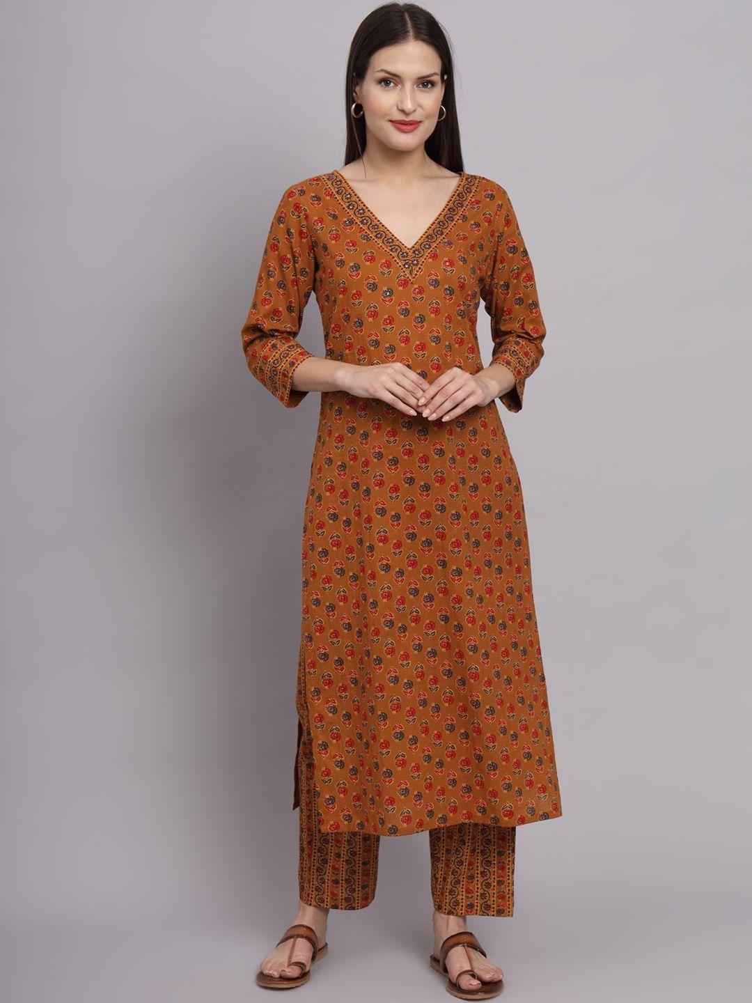 deckedup-floral-printed-pure-cotton-straight-kurta-with-trousers