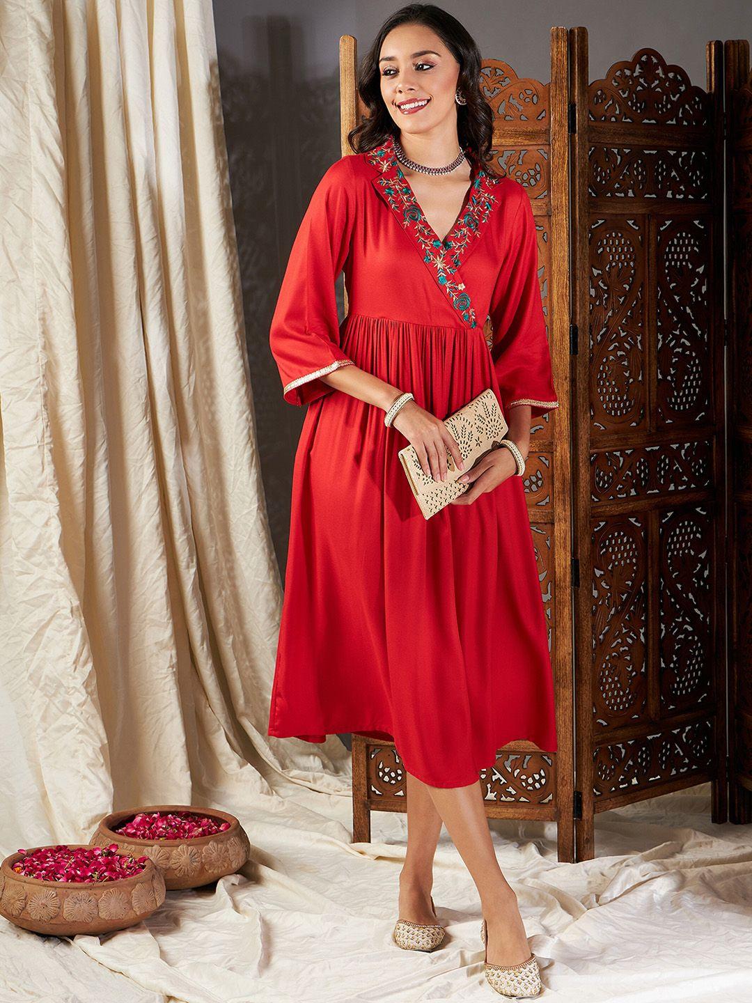 shae-by-sassafras-red-notched-lapel-collar-embroidered-fit-and-flare-midi-dress