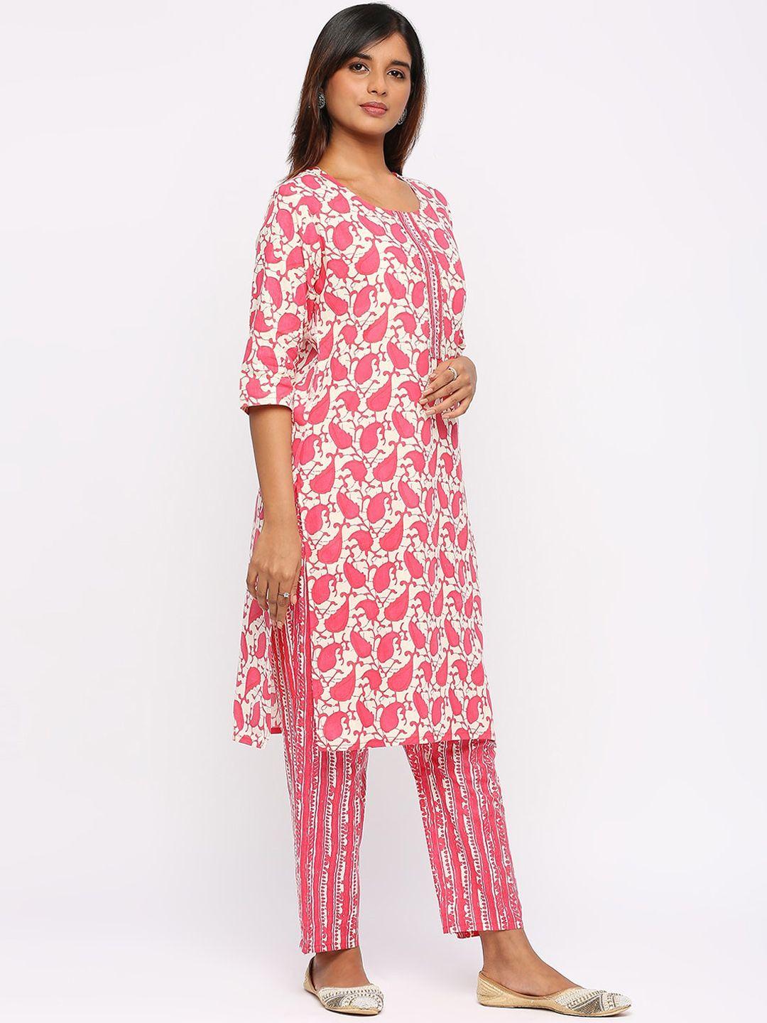 zri-paisley-printed-gotta-patti-pure-cotton-straight-kurta-with-trousers