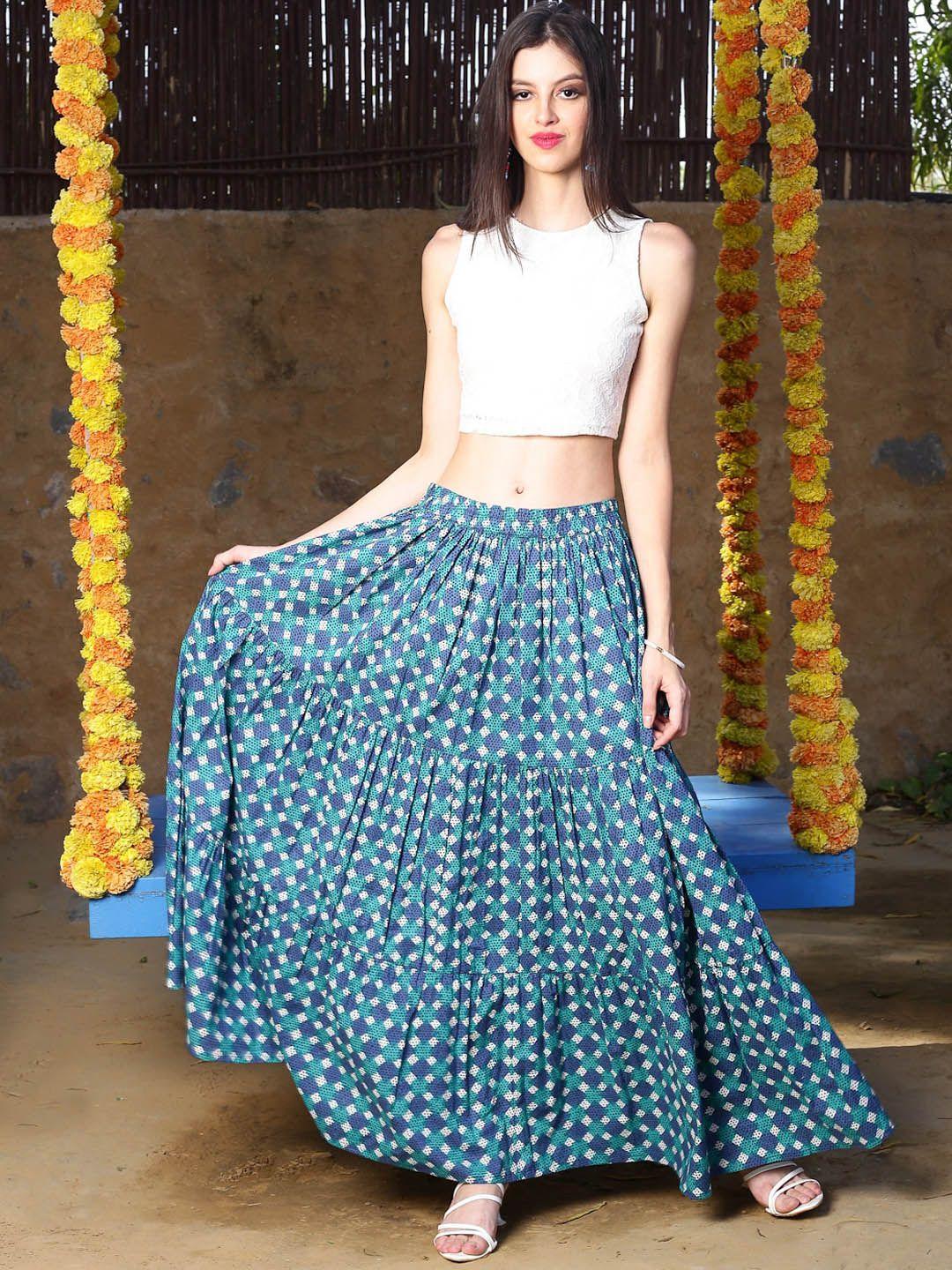 sera-geometric-printed-pure-cotton-tiered-maxi-skirt