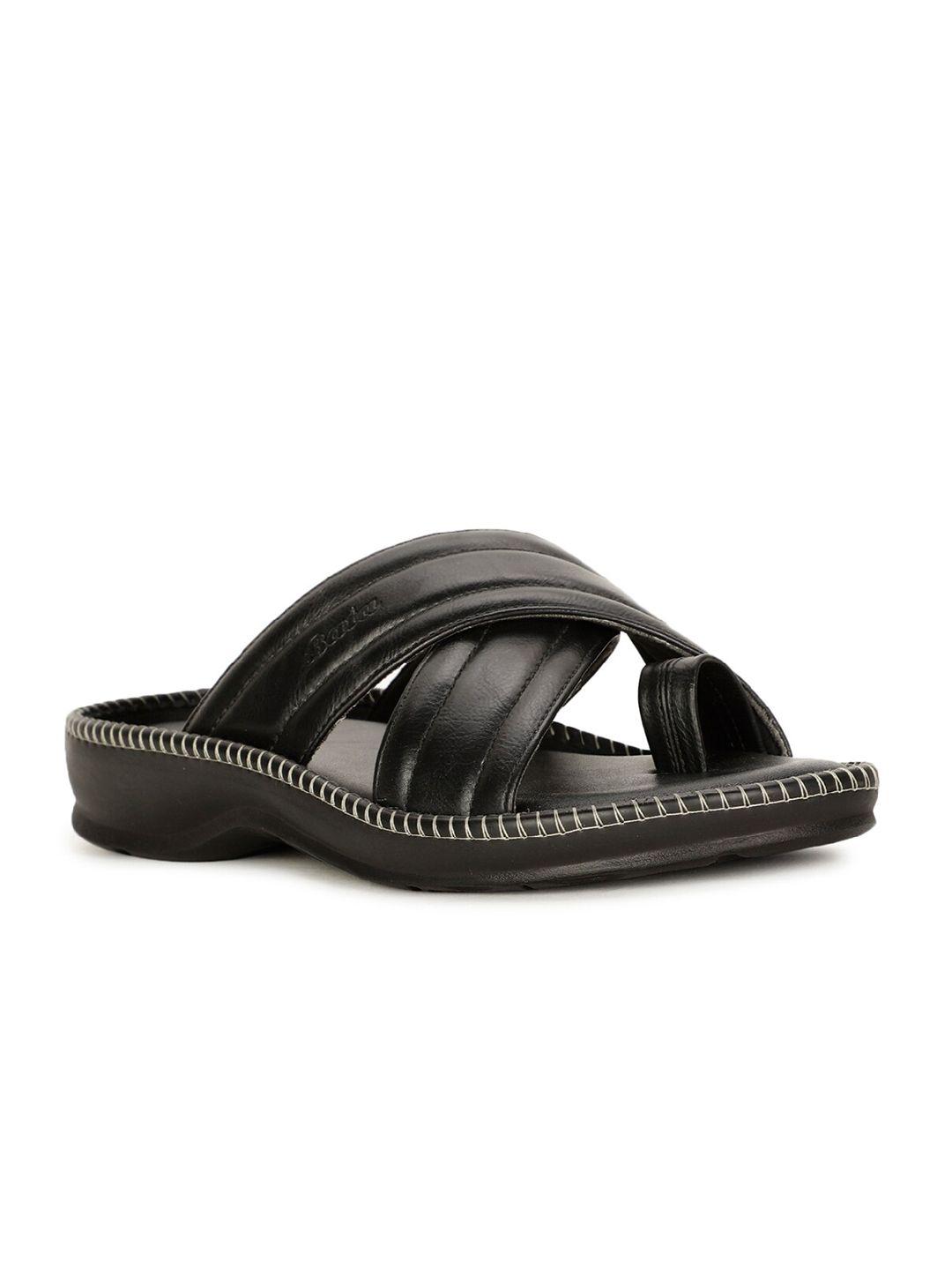 bata-men-textured-cross-strap-comfort-sandals