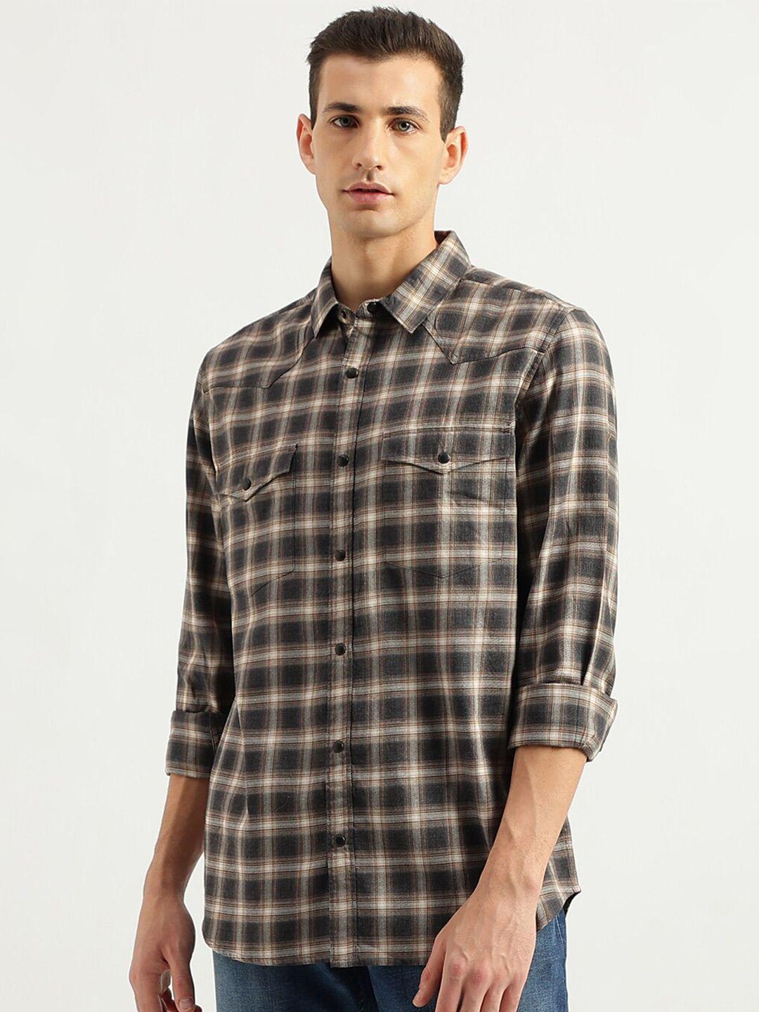 united-colors-of-benetton-tartan-checked-cotton-opaque-casual-shirt
