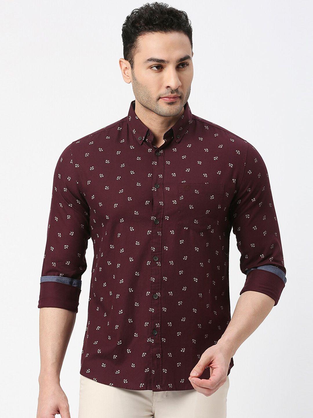 dragon-hill-floral-printed-button-down-collar-cotton-casual-shirt