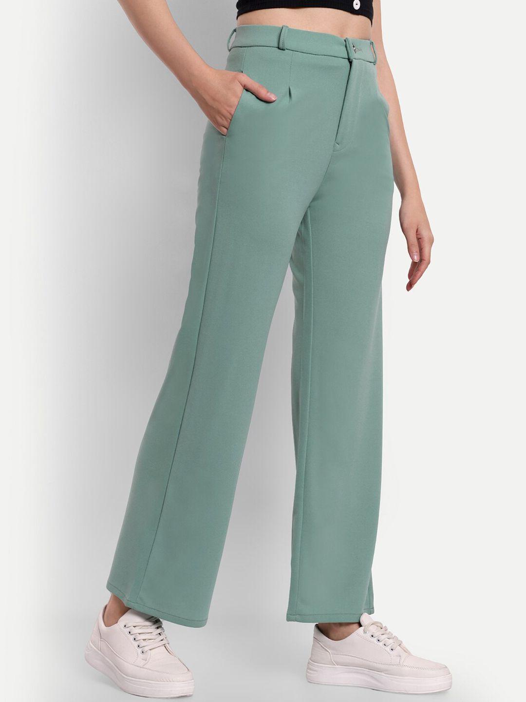 broadstar-women-green-smart-loose-fit-high-rise-easy-wash-pleated-trousers