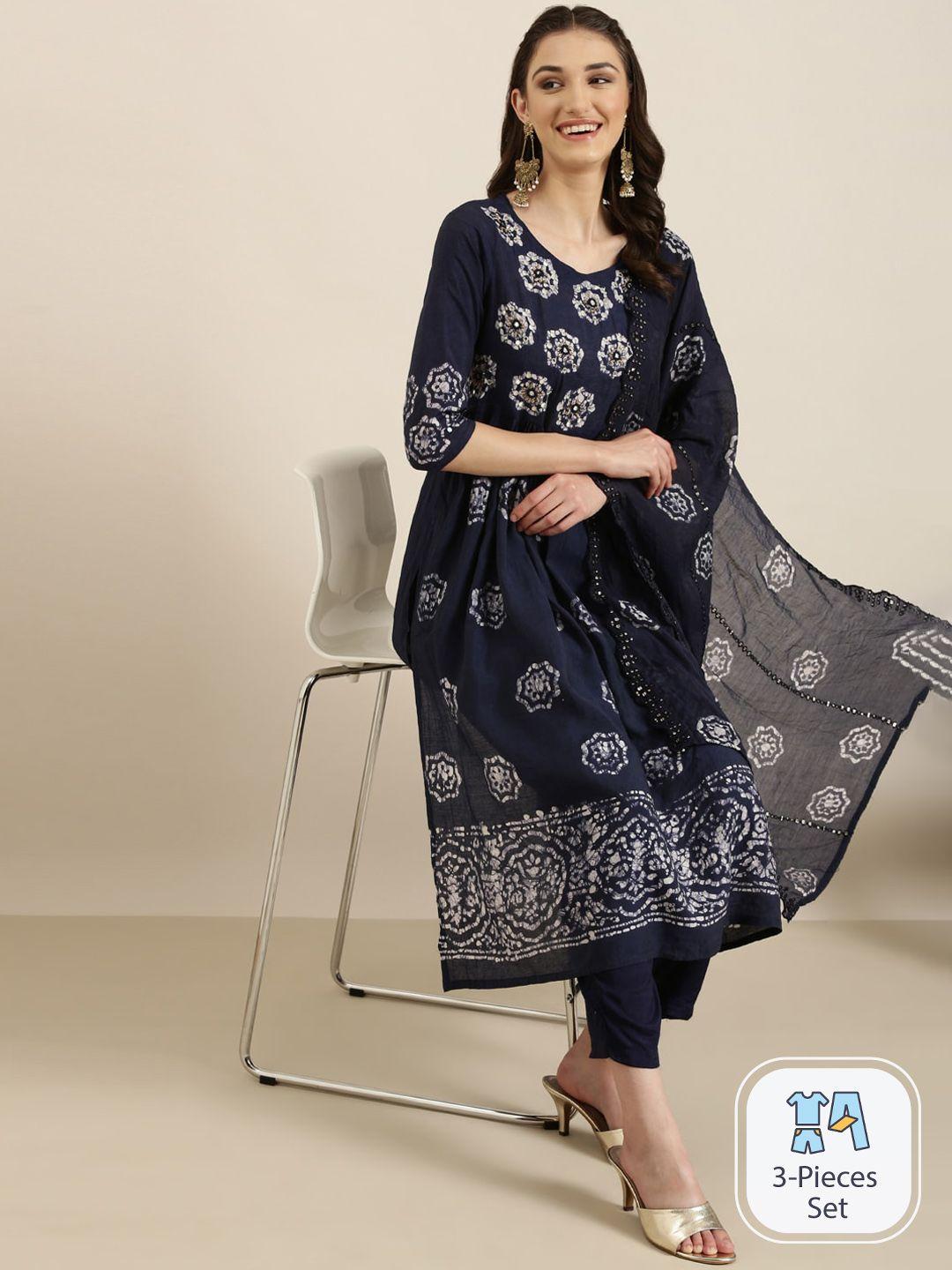 showoff-floral-printed-beads-and-stones-empire-kurta-with-trousers-&-dupatta