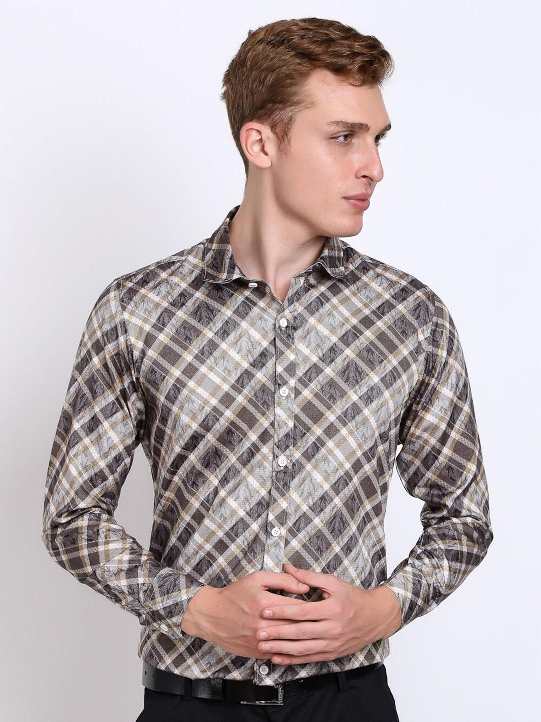 dezano-classic-checked-satin-formal-shirt