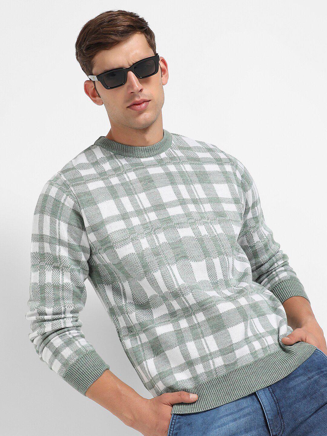 campus-sutra-checked-ribbed-woollen-pullover