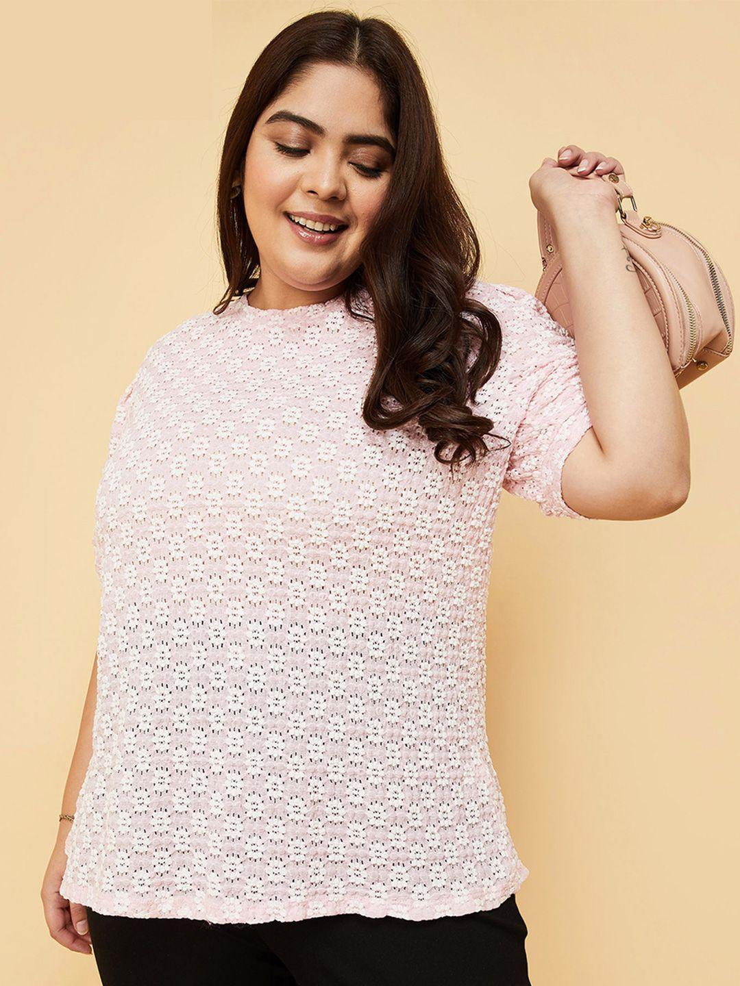 max-plus-size-self-design-puff-sleeves-top