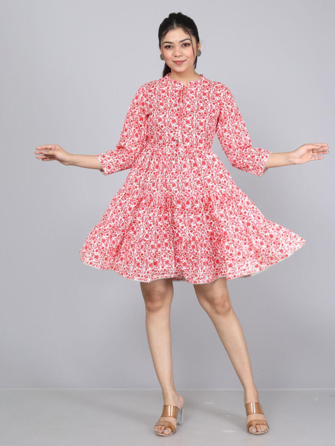 jc4u-floral-printed-gathered-tiered-pure-cotton-fit-&-flare-ethnic-dress