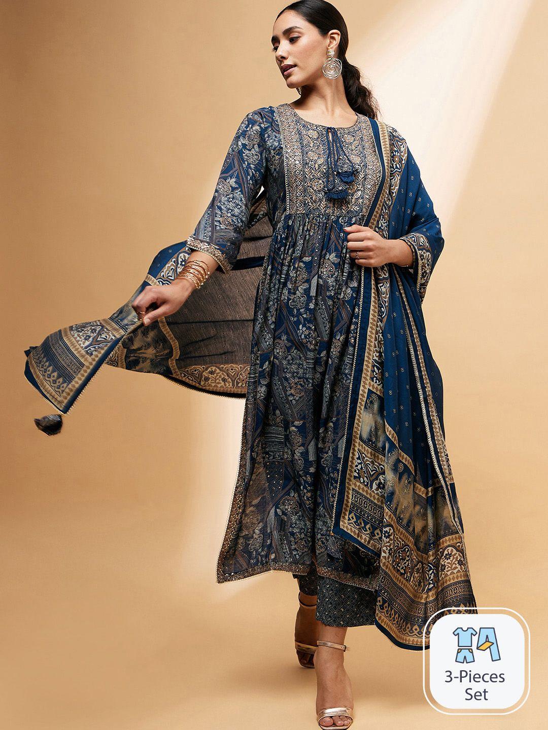 all-about-you-ethnic-motifs-printed-sequinned-a-line-kurta-with-trousers-&-dupatta