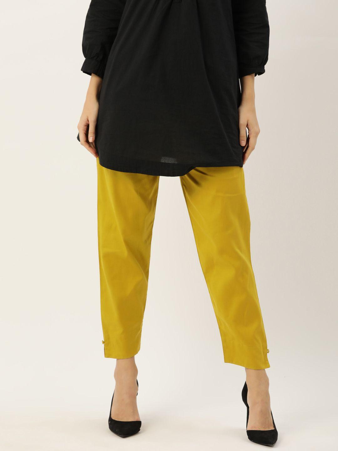 hasri-women-solid-pure-cotton-trousers