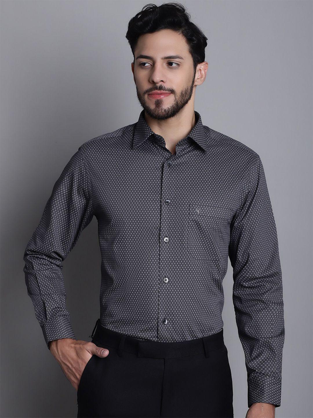 cantabil-comfort-geometric-printed-cotton-casual-shirt