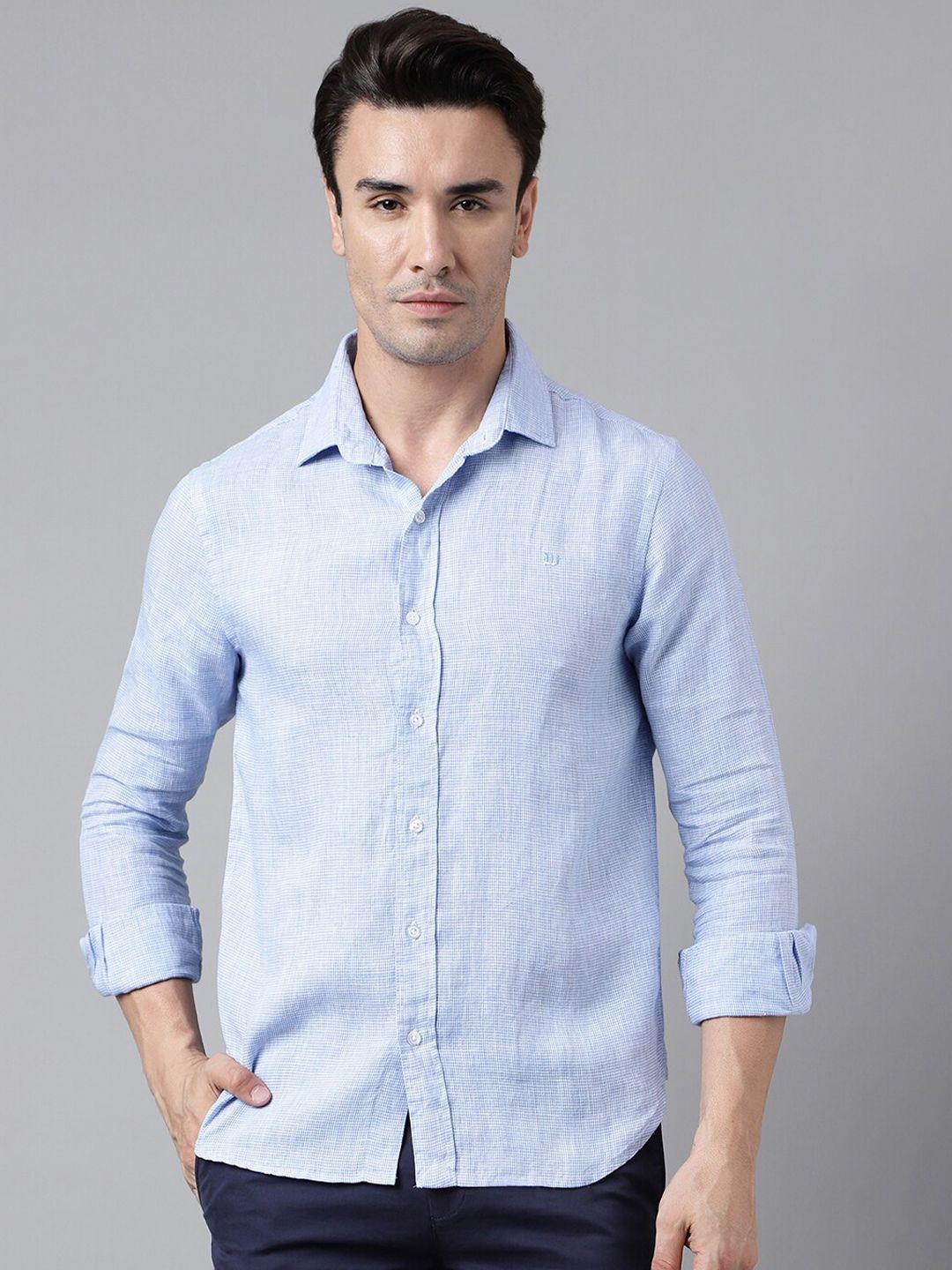 woods-micro-ditsy-checked-linen-casual-shirt