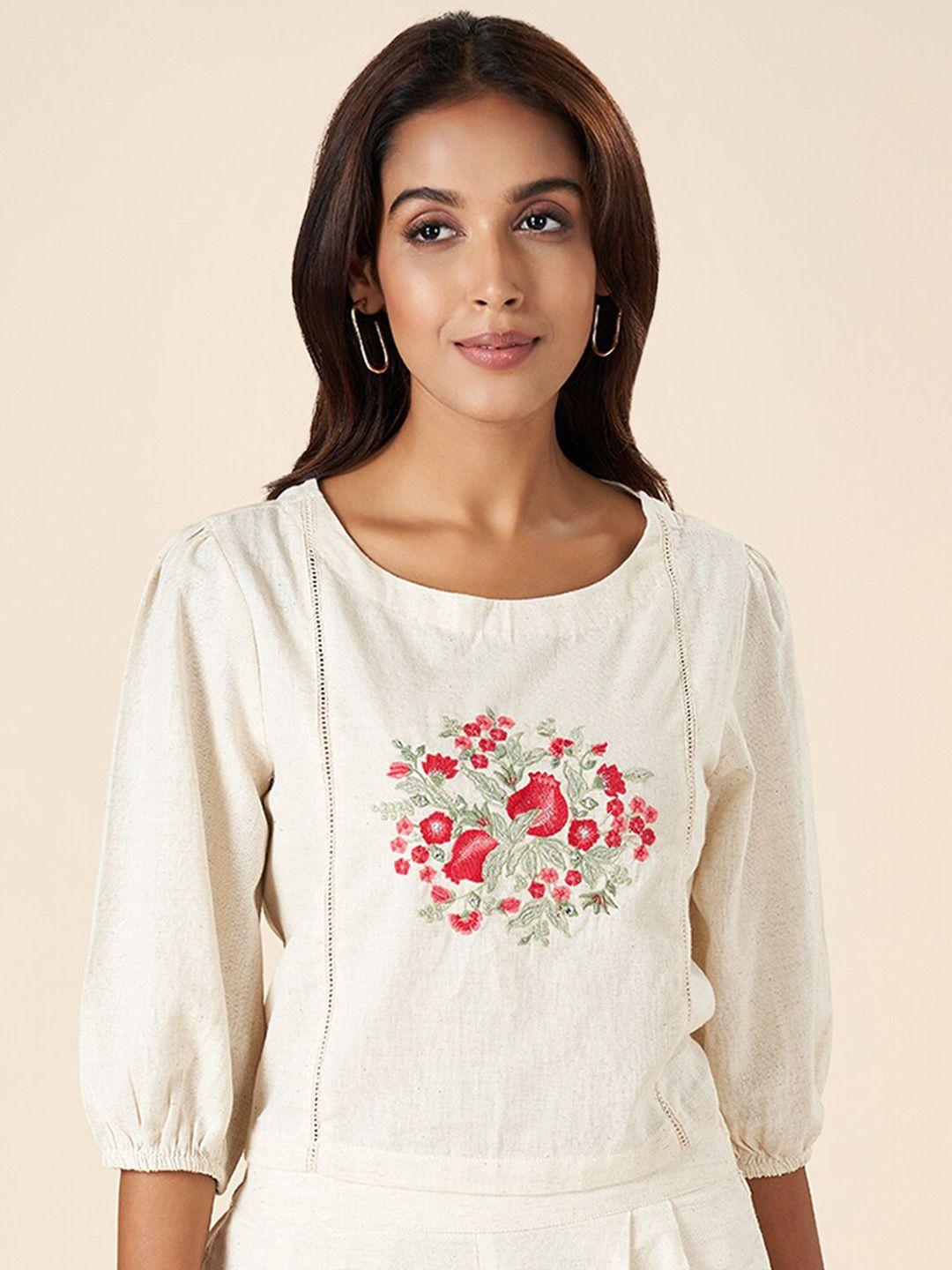 akkriti-by-pantaloons-floral-embroidered-puff-sleeve-cotton-top