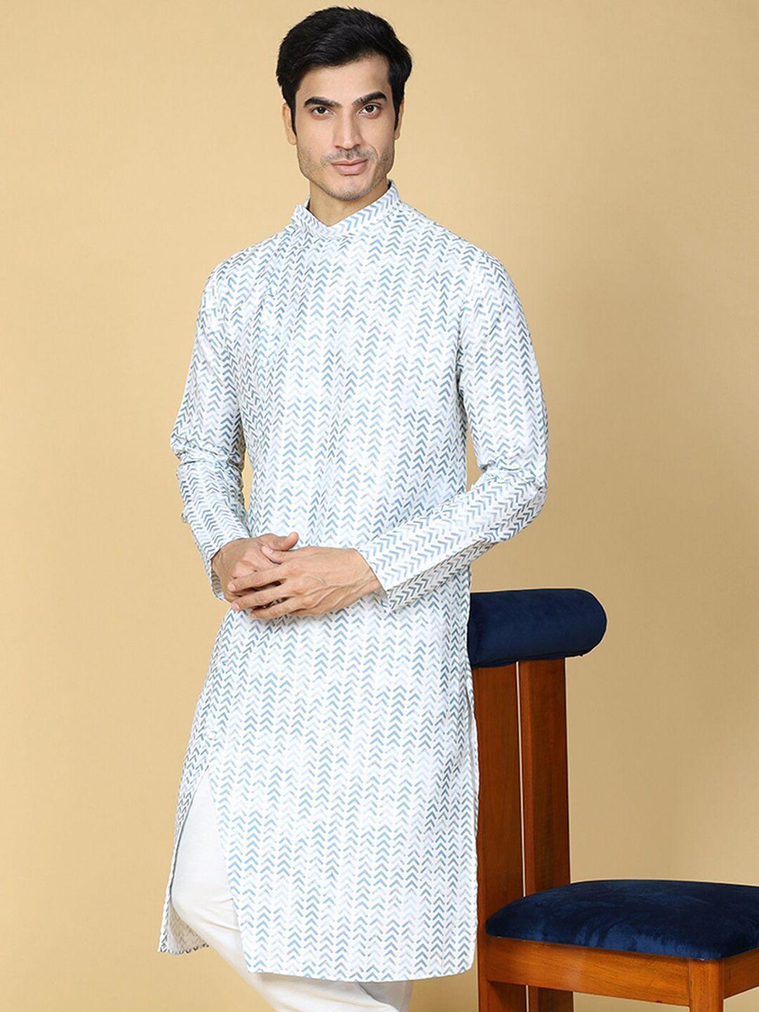tabard-geometric-printed-mandarin-collar-pure-cotton-straight-kurta