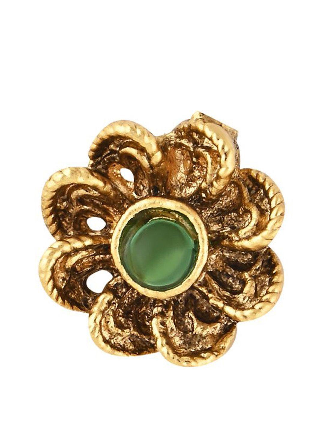 i-jewels-gold-plated-floral-gold-plated-kundan-studded-clip-on-stud-nosepin