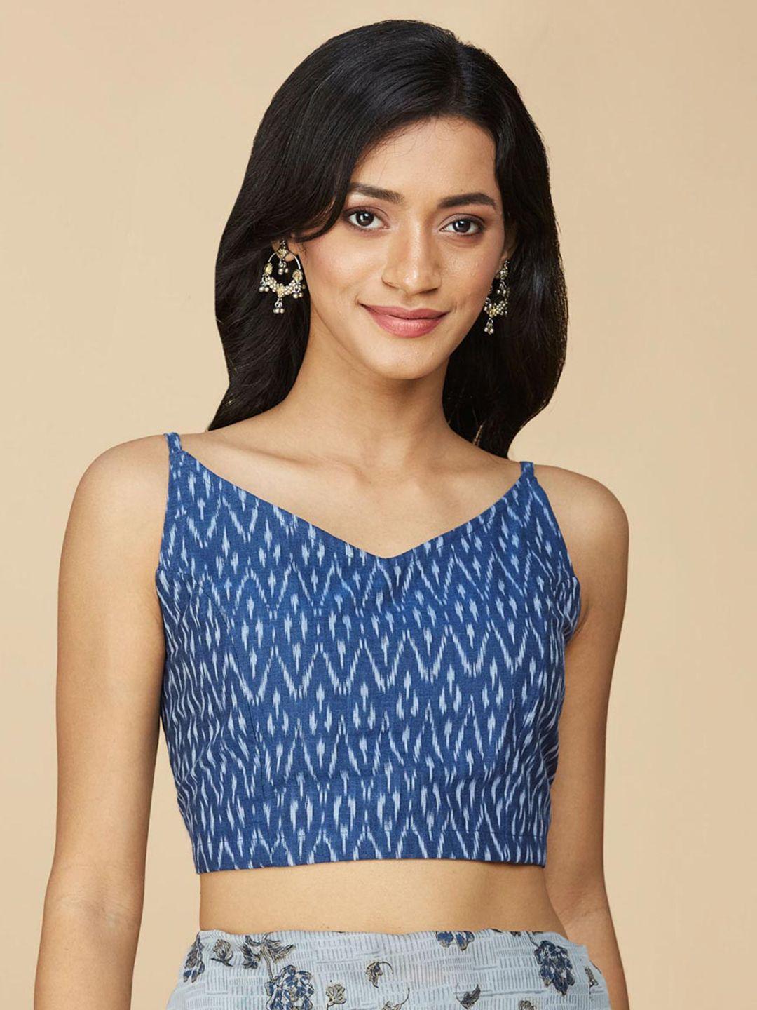 fabindia-ikat-printed-cotton-saree-blouse
