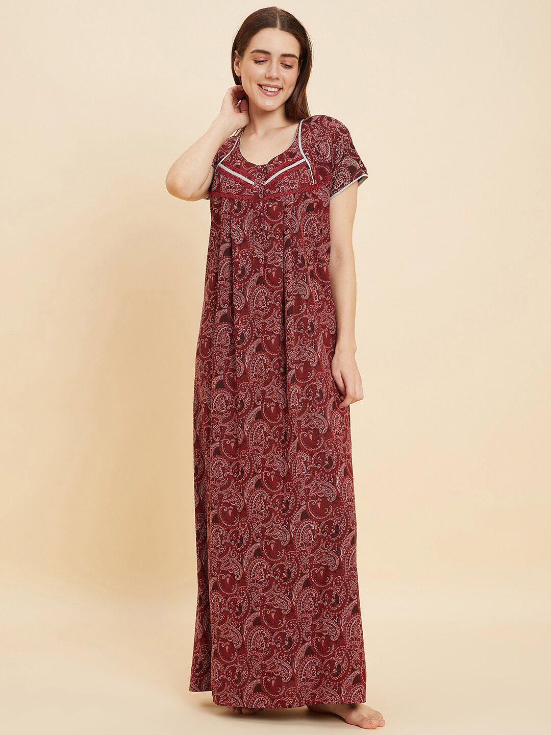 sweet-dreams-red-ethnic-motifs-printed-pure-cotton-maxi-nightdress