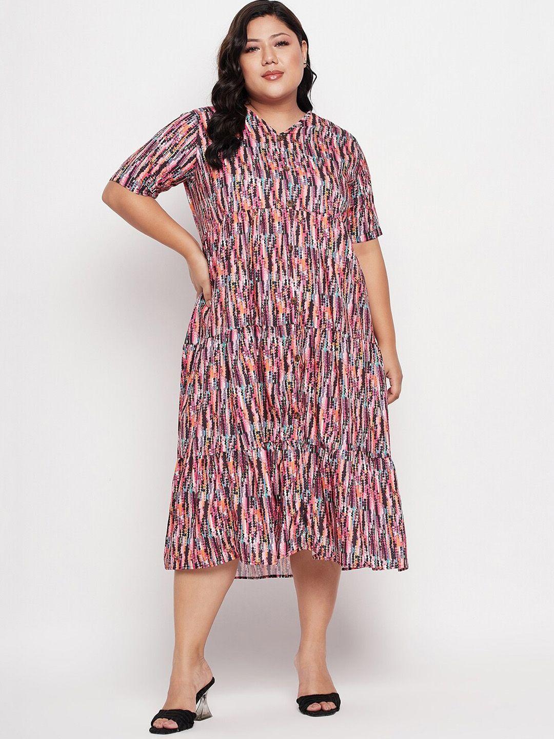 nabia-plus-size-abstract-printed-v-neck-flared-tiered-a-line-midi-dress
