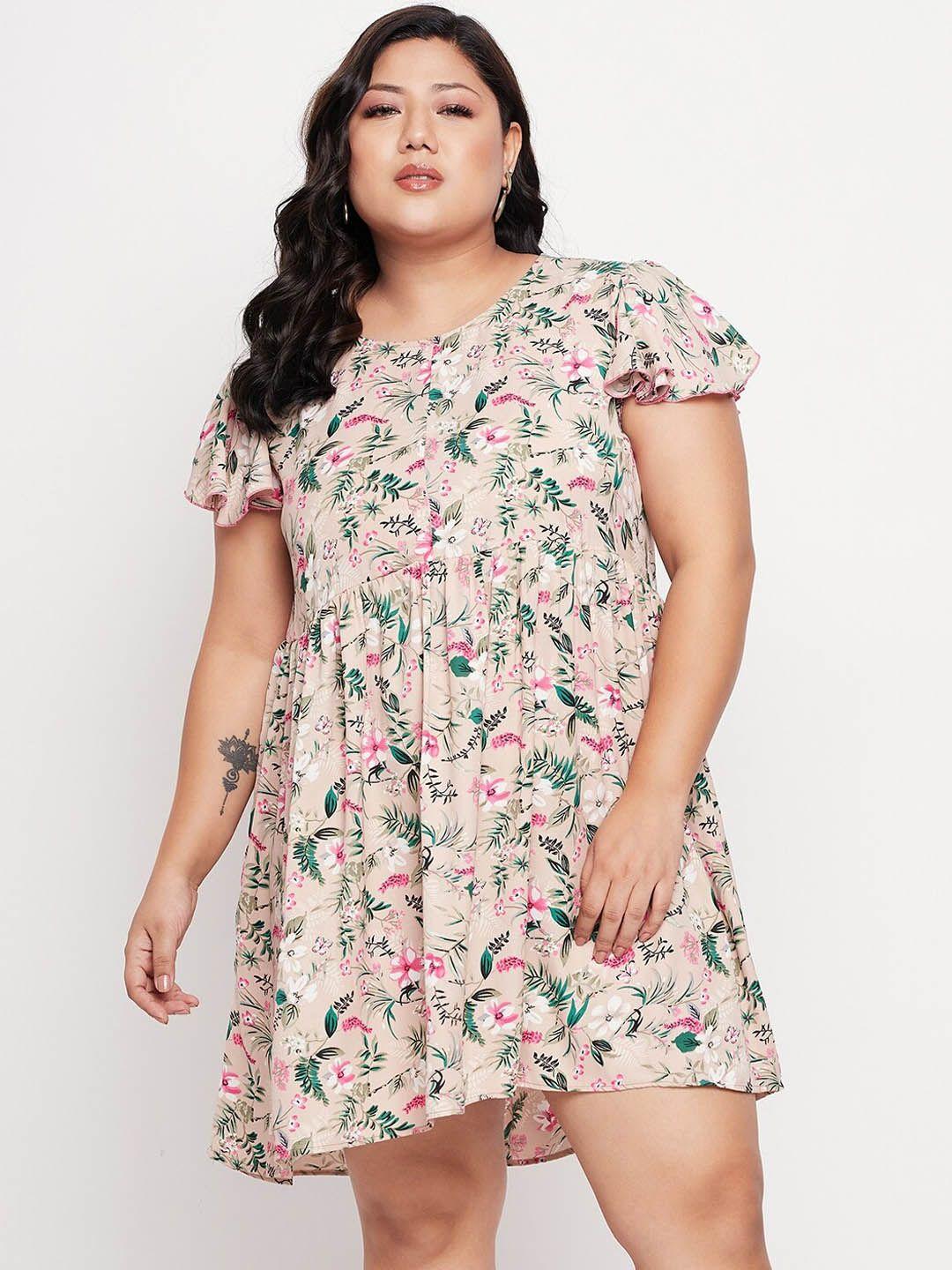 nabia-plus-size-floral-printed-flutter-sleeves-flared-fit-and-flare-mini-dress