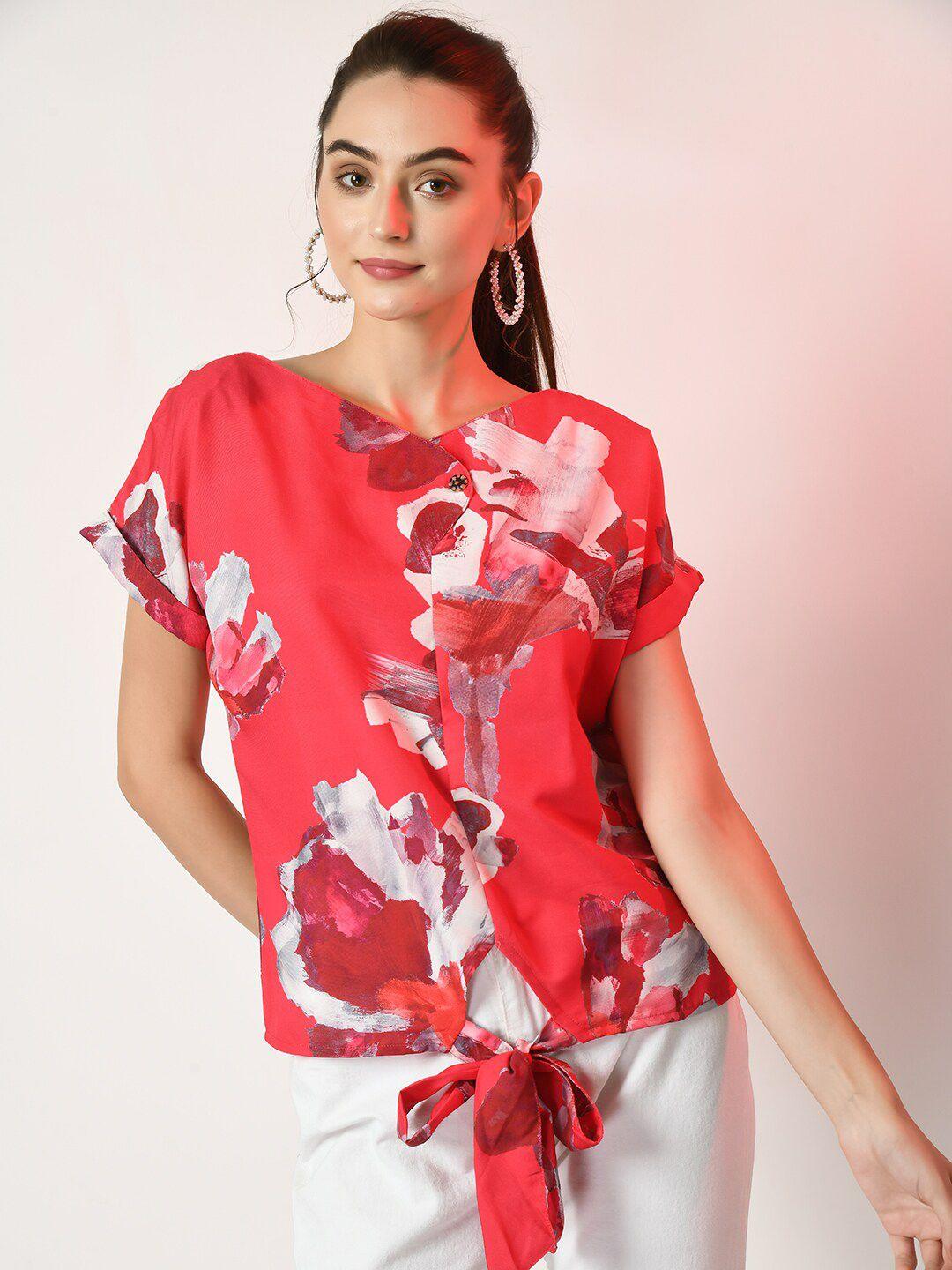 myshka-abstract-printed-v-neck-extended-sleeves-linen-top