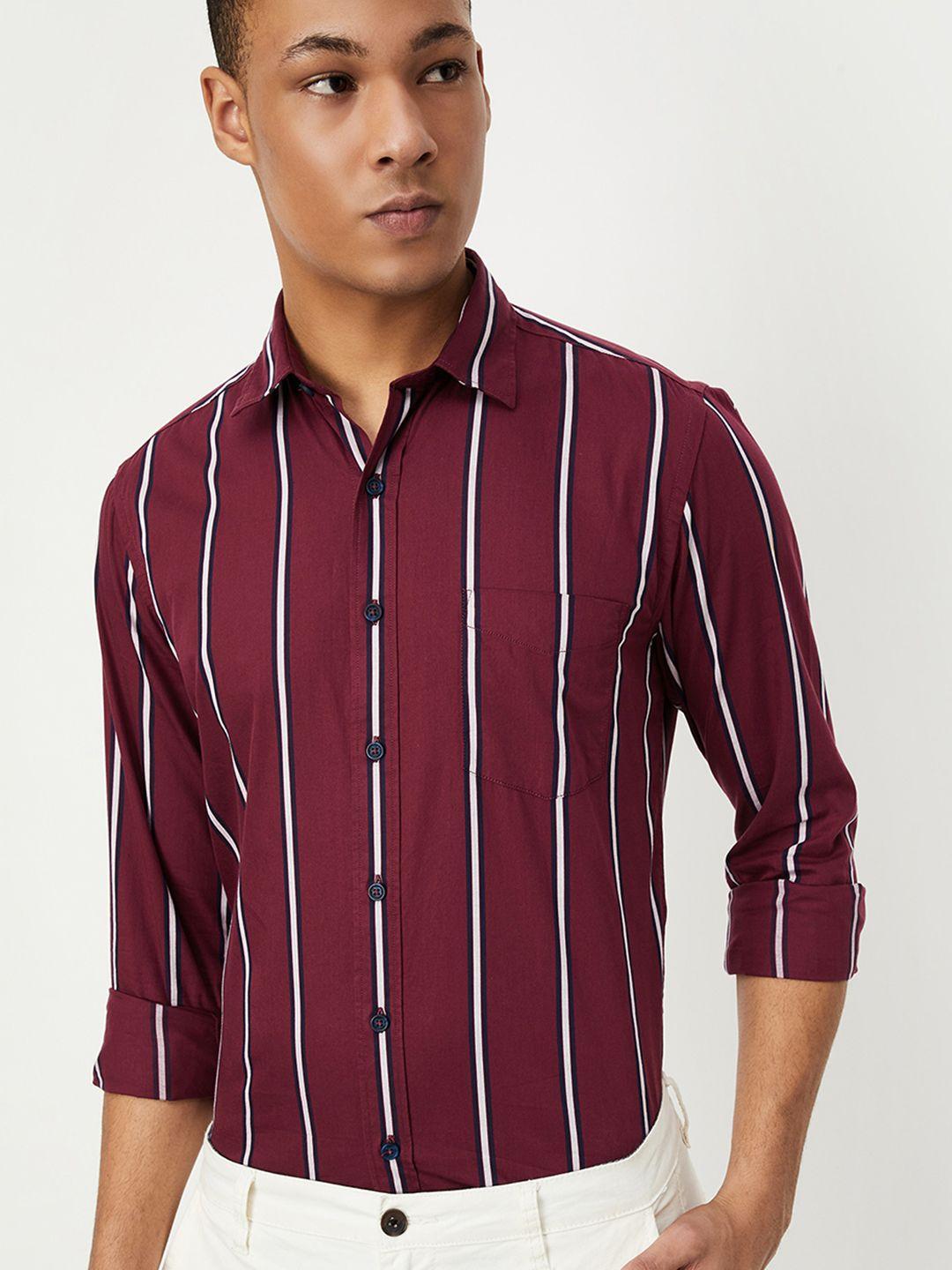 max-vertical-striped-spread-collar-pure-cotton-casual-shirt