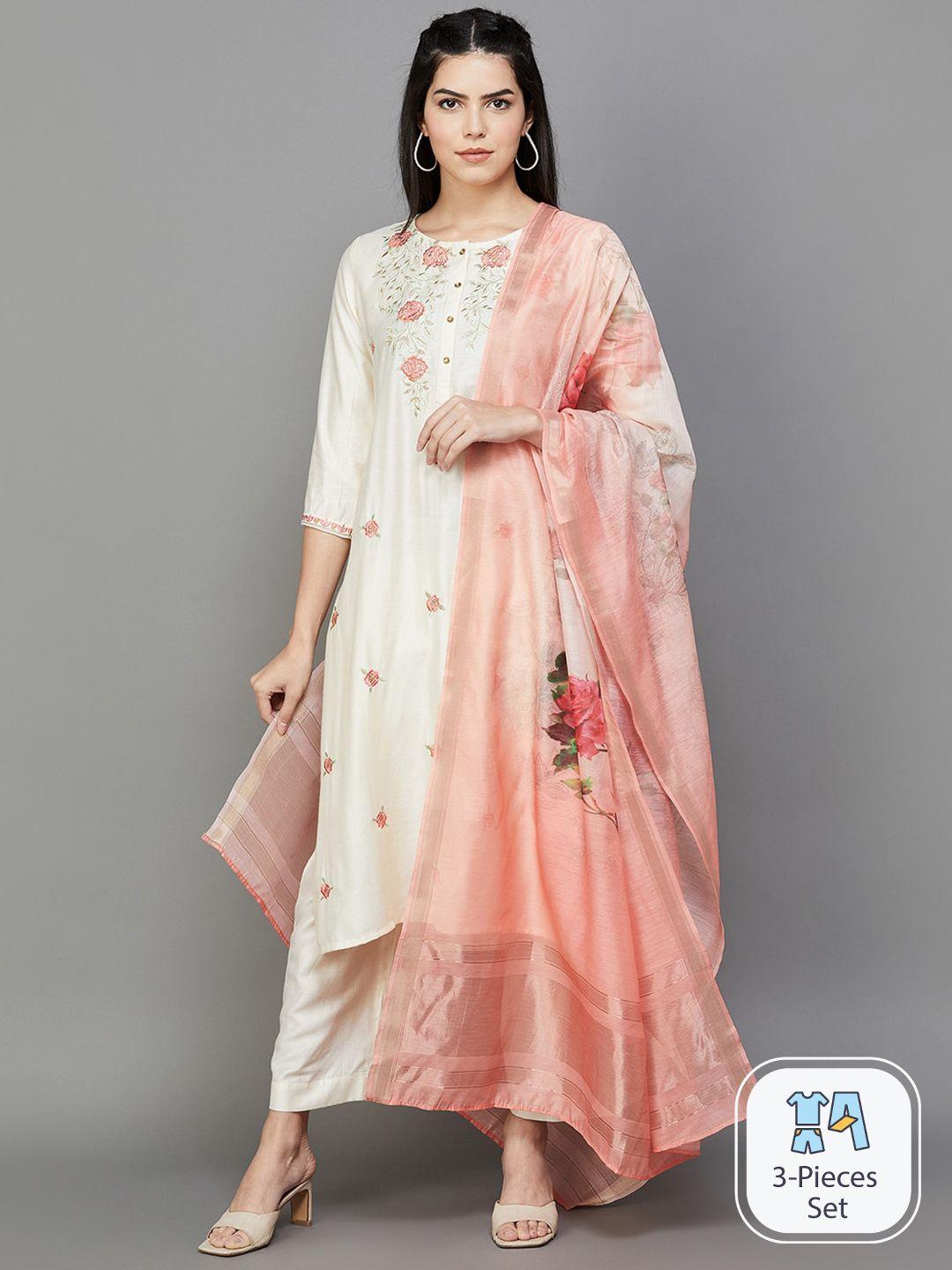melange-by-lifestyle-floral-embroidered-thread-work-pure-cotton-kurta-with-trousers
