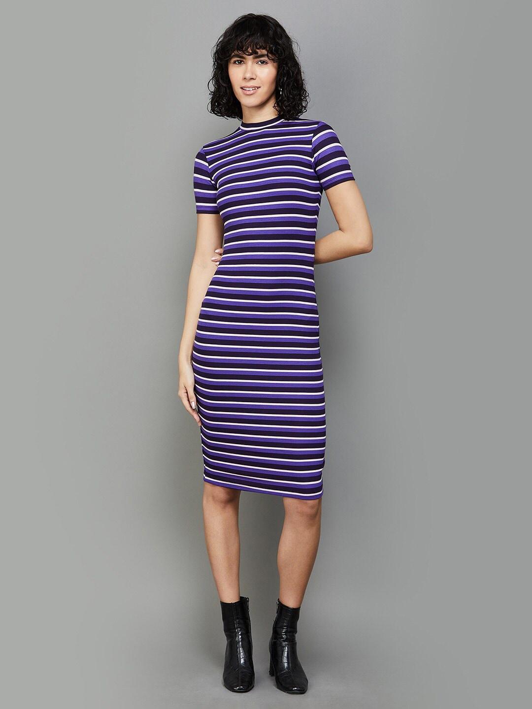 ginger-by-lifestyle-striped-high-collar-sheath-dress